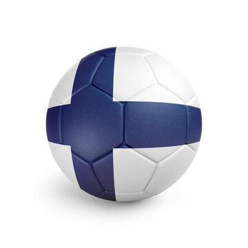 recommend clip art: Soccer ball with Finland team flag, isolated on white background