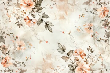 A delicate floral pattern, with hand-drawn flowers and leaves scattered across a light, airy background, providing a feminine and romantic texture created with Generative AI Technology