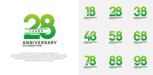 anniversary logotype vector set with green color for special celebration