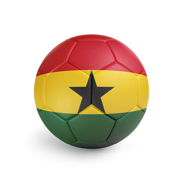 recommend clip art: Soccer ball with Ghana team flag, isolated on white background