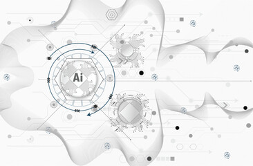 Chatbot OpenAi and line technology network background. Smart AI or Artificial Intelligence vector illustration using Chatbot.Digital technology.