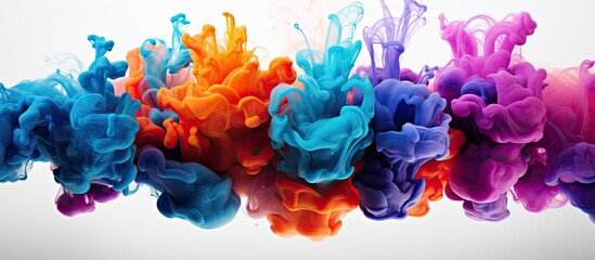 Vibrant, bright liquid substance suspended in the atmosphere, creating a mesmerizing and dynamic display of colors and movement