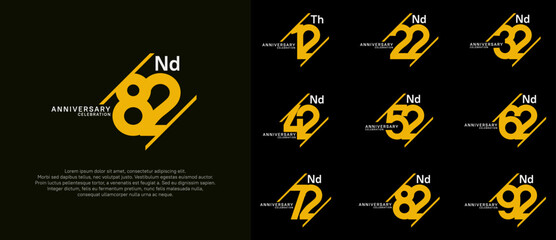 anniversary logotype vector set with yellow color can be use for celebration purpose