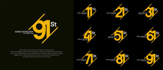 anniversary logotype vector set with yellow color can be use for celebration purpose
