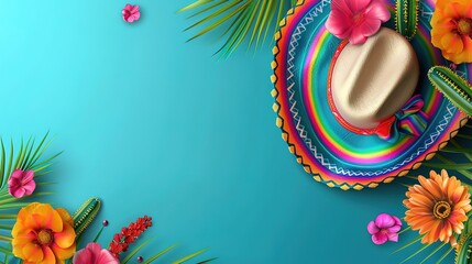Glorious Cinco de mayo holiday background made from maracas mexican blanket stripes or poncho serape - obrazy, fototapety, plakaty