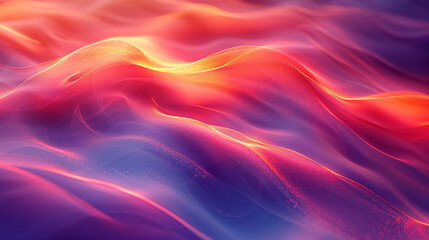 A colorful, abstract painting of a wave with a red and blue background. AI.