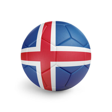 recommend clip art: Soccer ball with Iceland team flag, isolated on white background