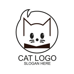 Cat logo design simple concept Premium Vector