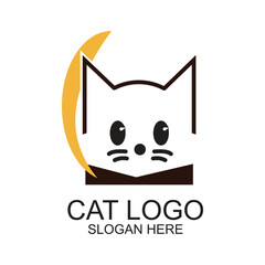 Cat logo design simple concept Premium Vector