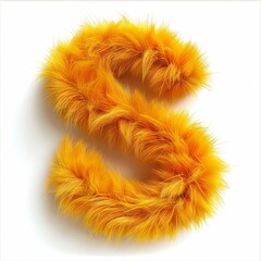 Alphabet 3D with fur shape. Cute yellow Alphabet S.
