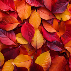 A close-up of vibrant autumn leaves.