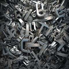 jumble of silver letters