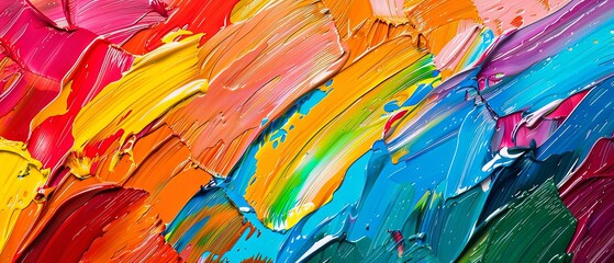 Multicolor abstract paint brush stroke illustration background.
