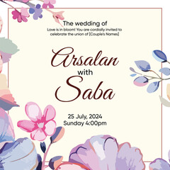 Elegant floral wedding card design.
