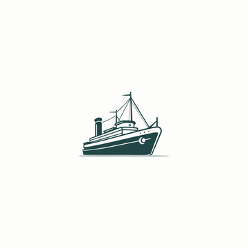 Ship Vector Illustration. Pirate boat. sailboat. Ship Shipping, Transportation by sea.
