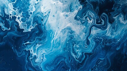 An abstract blue paint background, conveying artistic expression and creativity through its fluid and captivating composition - obrazy, fototapety, plakaty