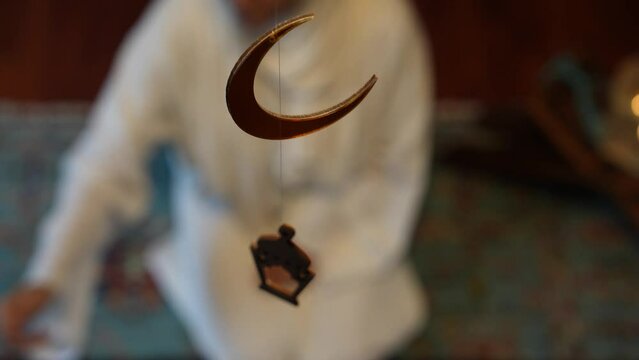  Muslim Family at Traditional Ramadan Iftar Table. Eid al-Fitr Celebrations, Eid Mubarak Concept Video, &Uuml;sk&uuml;dar Istanbul, Turkey (Turkey)