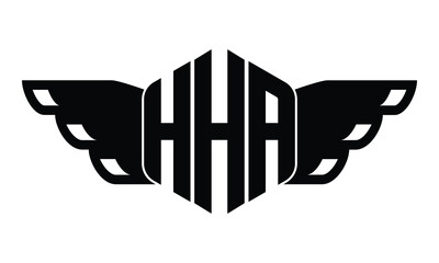 HHA polygon wings logo design vector template.