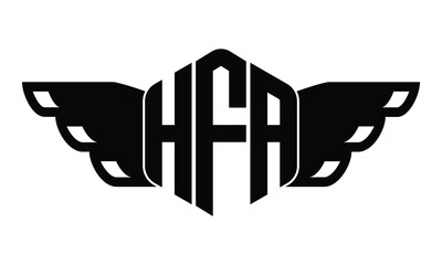 HFA polygon wings logo design vector template.