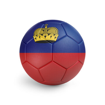 recommend clip art: Soccer ball with Liechtenstein team flag, isolated on white background