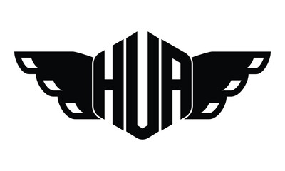 HUA polygon wings logo design vector template.