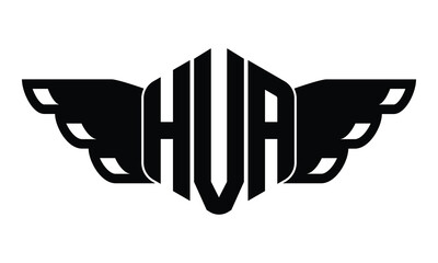 HVA polygon wings logo design vector template.