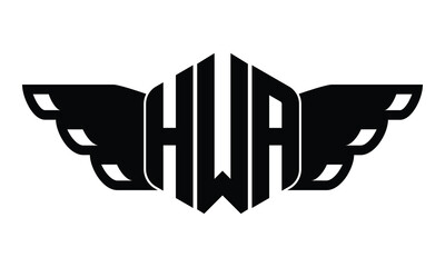 HWA polygon wings logo design vector template.