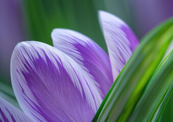 Vivid Spring Time Crocus Flower Close-up. Generative AI.

