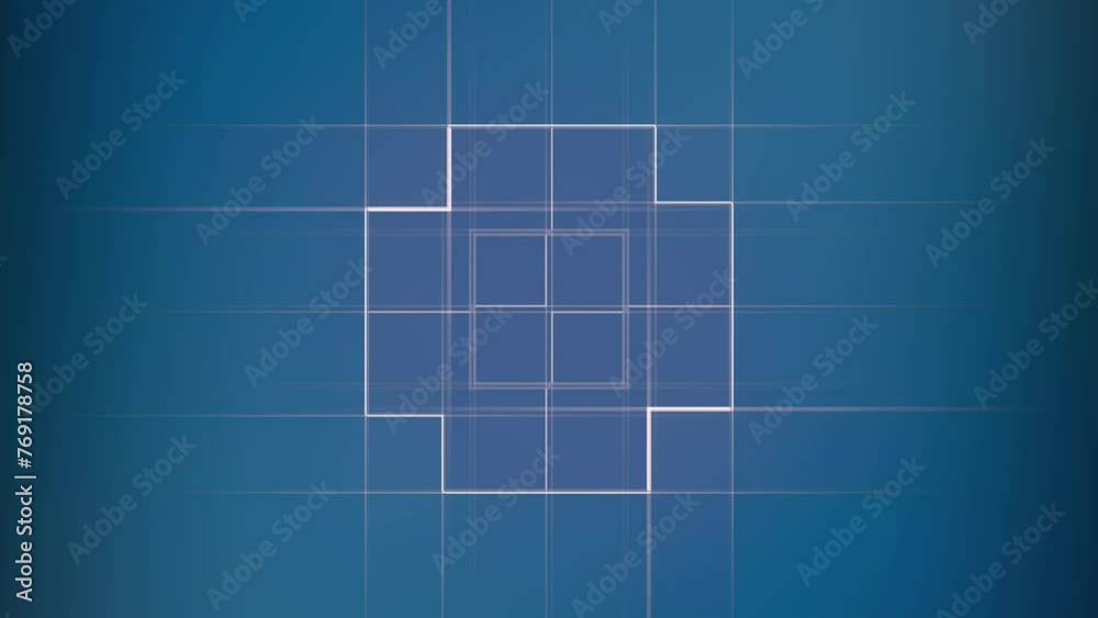 Poster Geometric shapes move on a blue background. 3d rendering loop animation 4K