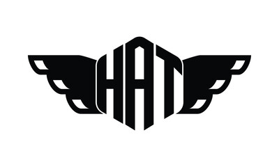 HAT polygon wings logo design vector template.