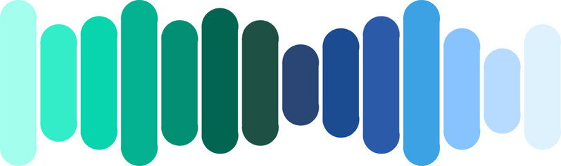 a continuous spectrum of blue and green light.