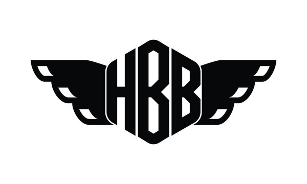HBB polygon wings logo design vector template.