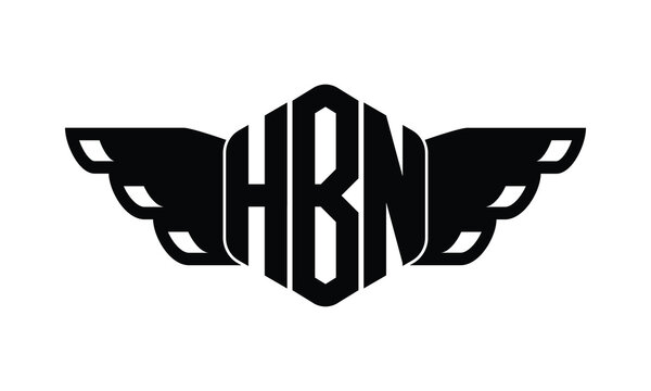 HBN polygon wings logo design vector template.