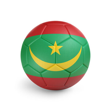 recommend clip art: Soccer ball with Mauritania team flag, isolated on white background
