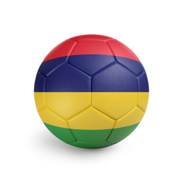 recommend clip art: Soccer ball with Mauritius team flag, isolated on white background