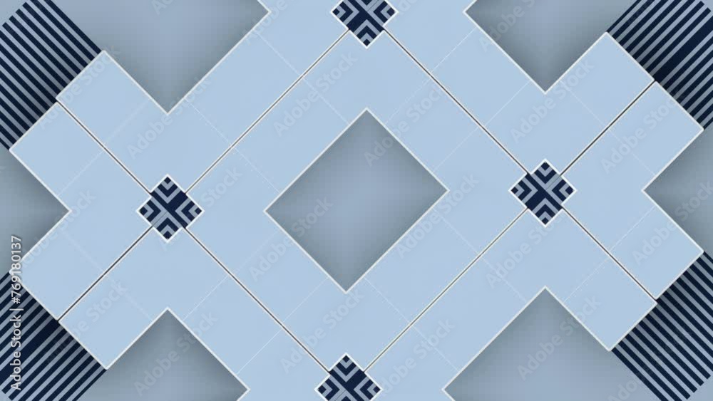 Poster Digital loop animation of transformations of geometric shapes. 3d rendering 4K