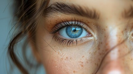 close up of a female eye with long eyelashes