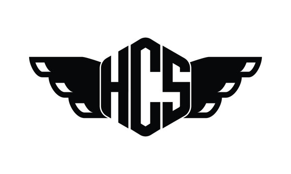 HCS polygon wings logo design vector template.