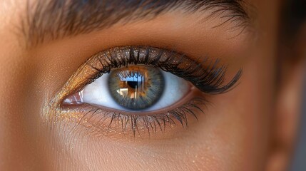 Obraz premium close up of a female eye with long eyelashes