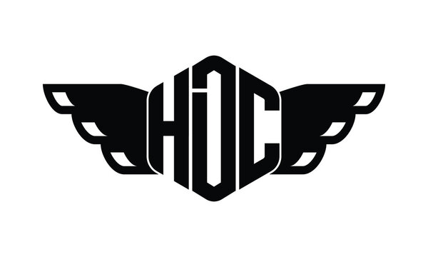 HDC polygon wings logo design vector template.