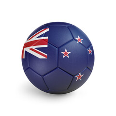 Obraz premium Soccer ball with New Zealand team flag, isolated on white background