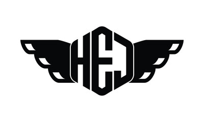 HEJ polygon wings logo design vector template. - obrazy, fototapety, plakaty