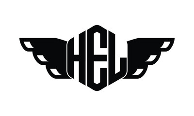 HEL polygon wings logo design vector template. - obrazy, fototapety, plakaty