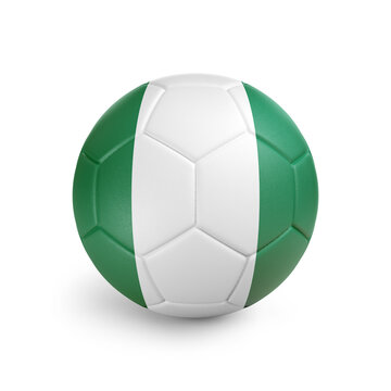 recommend clip art: Soccer ball with Nigeria team flag, isolated on white background