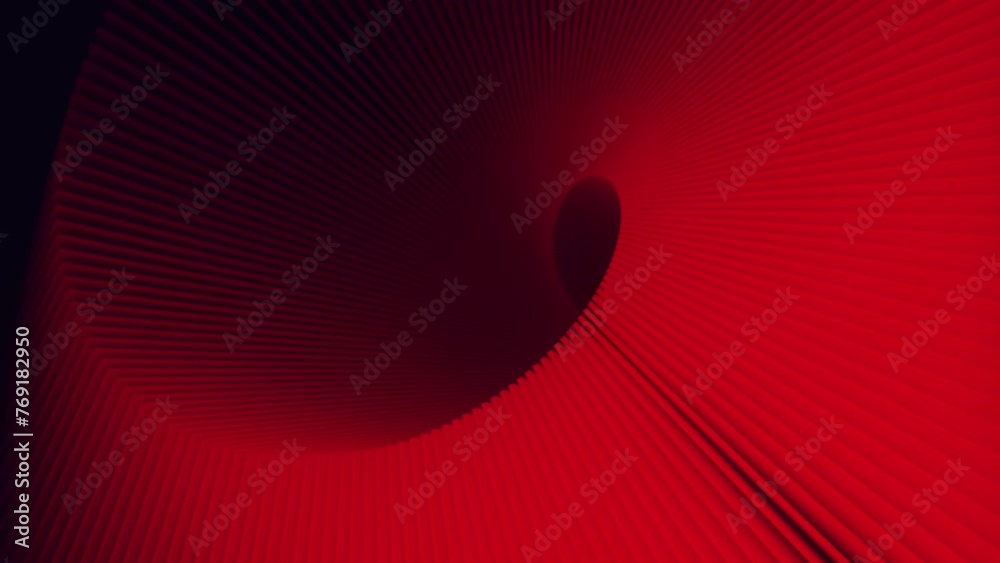 Poster Spiral geometric composition with red-black gradient. 3d render loop animation