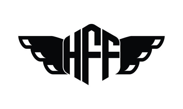 HFF polygon wings logo design vector template.