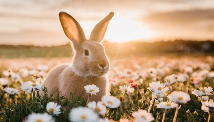 easter bunny in a field of flowers