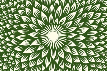 simple green flower pattern, lino cut, hand drawn, fine art, line art