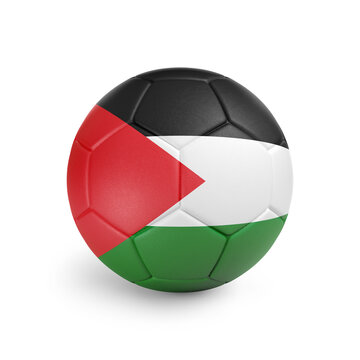 recommend clip art: Soccer ball with Palestine team flag, isolated on white background