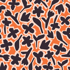 Children style, abstract geometric floral doodle background. Funny basic shapes wallpaper. Modern textile background. Colorful flower seamless pattern.